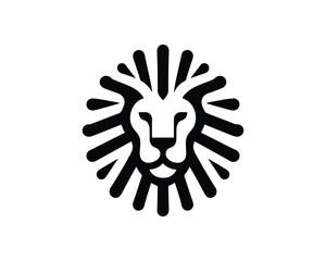 Iconic Black and White Lion Head Icon Logo with Playful Touch