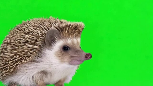 Adorable Hedgehog on Green Screen Perfect for Compositing