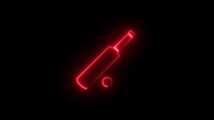 A glowing neon cricket bat icon animation. Neon cricket sport concept. - Powered by Adobe