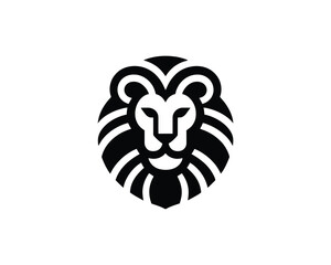 Iconic Lion Head Logo in Playful Black and White Minimalist Design