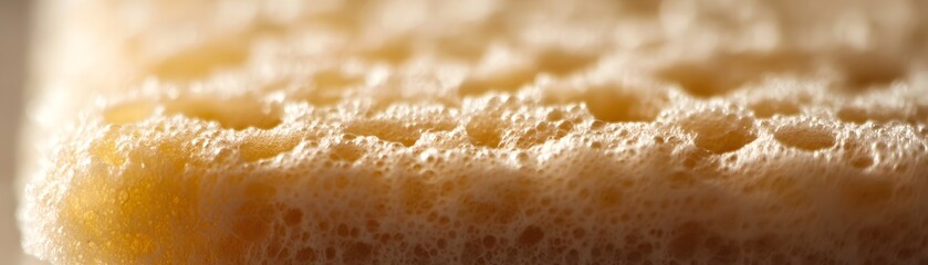 Close-up view of a porous cleaning sponge.
