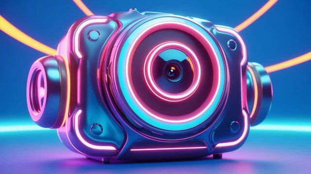 360 photo booth camera on a blue background isolated