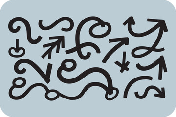 Hand-Drawn Arrow Collection: Unique Sketchy Directional Signs and Banners for Creative Design Projects and Visual Communication.