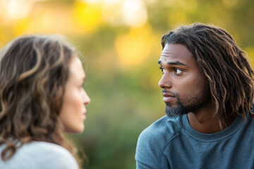 Fototapeta premium two people in tense moment showing deep trust and honesty in their expressions