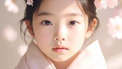 美しい日本人少女モデルの顔のクローズアップ