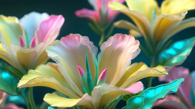 A representation of a bloom. The plant is a dicotyledonous that falls under the bindweed family.