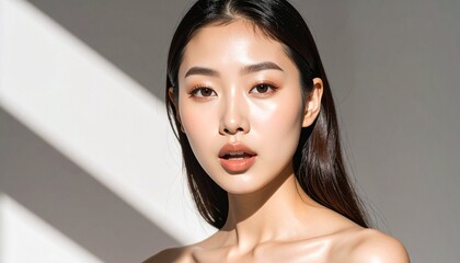 美しい日本人女性モデルの顔のクローズアップ