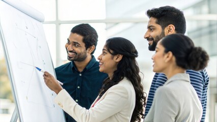 Indian Startup Team Engaging in Collaborative Whiteboard Session
