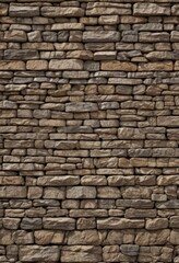 Fototapeta premium Rustic stacked stone wall, horizontal texture Dry-stacked, natural stone, rough surface , backdrop, uneven, building