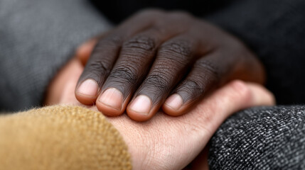 Fototapeta premium Multiracial Business Team Collaborating with Hands Joined Together in Unity and Partnership for Success