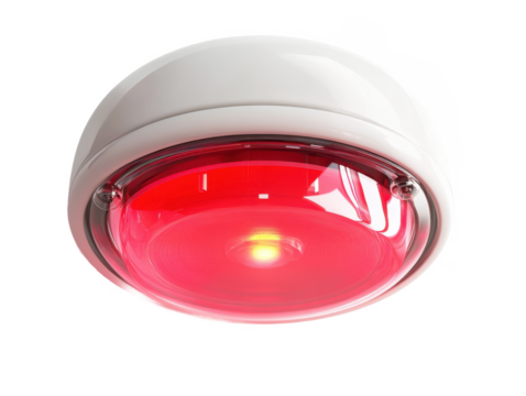 Emergency light with red glow isolated on transparent background