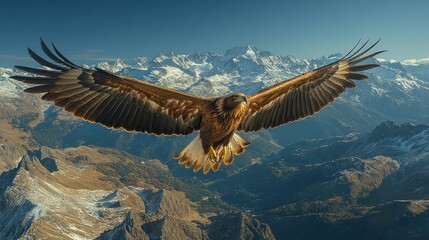 Fototapeta premium Majestic eagle soaring above alpine peaks