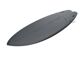 Sleek futuristic surfboard floating on black minimalism  design meet the ocean
