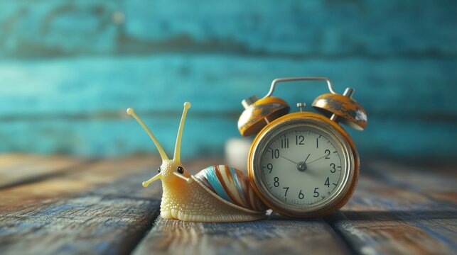 Slow time, snail, and alarm clock