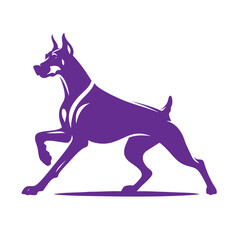 Fototapeta premium Majestic Doberman Pinscher in Motion: A Dynamic Black Silhouette of Canine Elegance