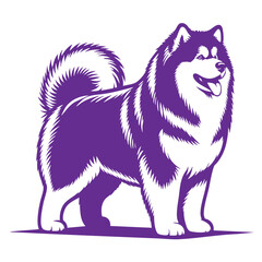 Fototapeta premium Alaskan Malamute Dog: Majestic Canine Portrait in Black and White Vector Art