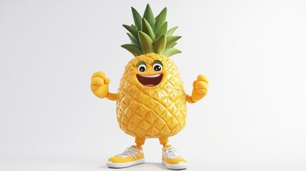 Cheerful pineapple cartoon character