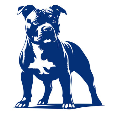 Majestic Pitbull: A Powerful Canine Silhouette. Black and white vector illustration of a strong, muscular dog breed.