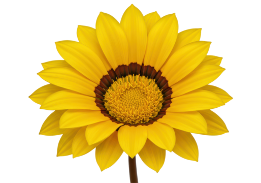 Sunburst Bloom A yellow gazania flower in full splendor against a stark black backdrop - Powered by Adobe