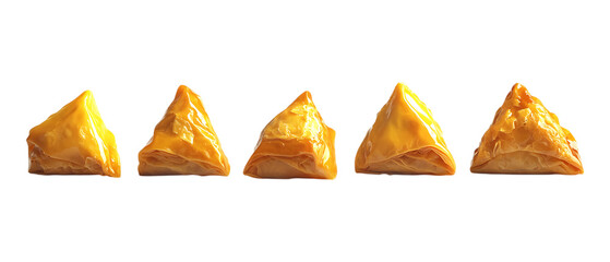 Pack of Crispy Fried Triangle Snacks Food Photography set against transparent background