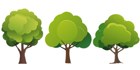 Fototapeta premium vector illustration of a green tree set line graphic design