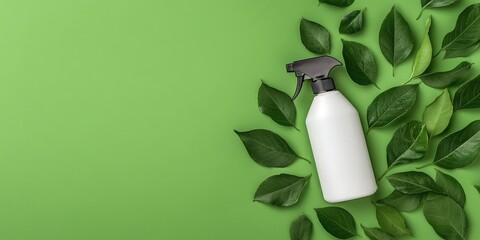 Spray Bottle with Green Leaves for Eco-Friendly Cleaning