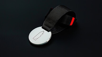 Close-up view of a metallic achievement medal.
