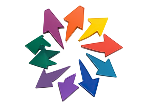 Colored arrows indicating direction