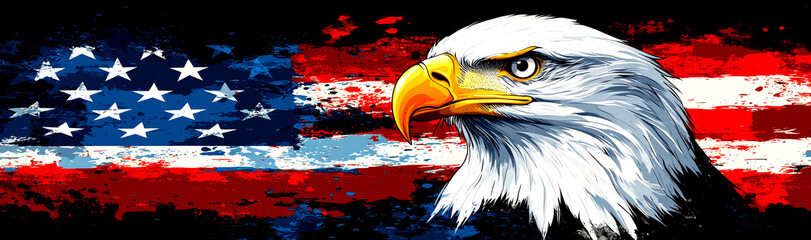 Eagle with Stars and Freedom Stripes.