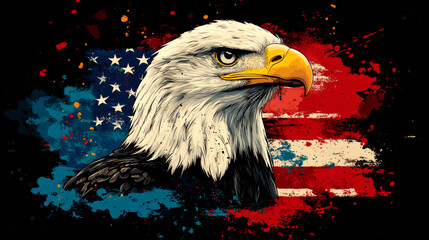 Freedom Bird on American Flag.