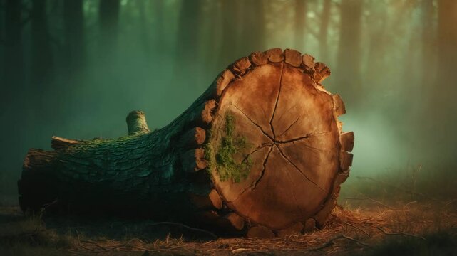 Large trunk of a tree that was just cut down