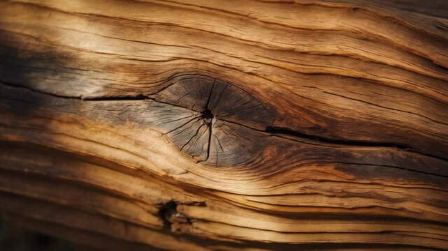 Close-up of wood grain showing detailed warm hues of a fallen tree trunk.