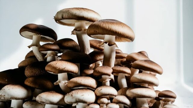 High-quality video of fresh shiitake mushrooms, ideal for cooking. Perfect for recipes and food videography.