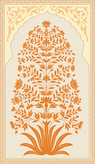 Traditional Indian flower motif. Indian Folk Art, Floral Prints, Living Room decor, wall painting, Pichwai Painting. © Design 35