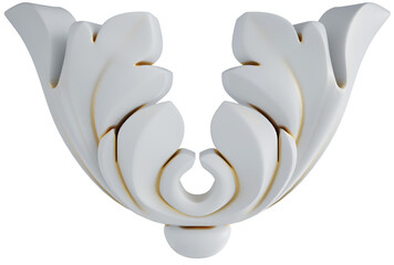 Gold patina ornament on transparent background, cut out, 3D render

