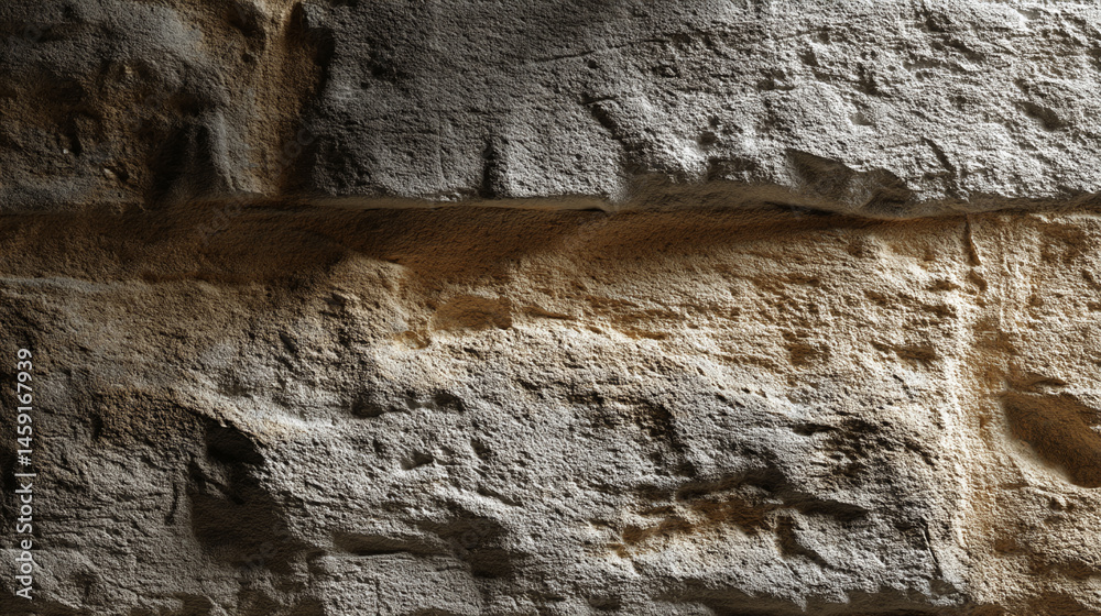 Poster close-up of rough stone texture, showing gray and beige tones, creating a rugged and natural appeara