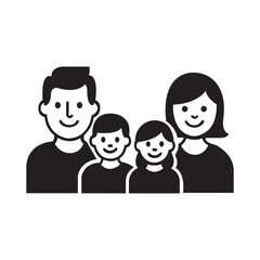 Modern family icon black silhouette vector on white background