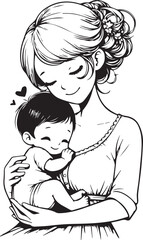 Elegant Black & White Mother’s Day Vector Design | Minimalist Line Art Illustration