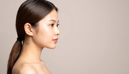 美しい日本人女性のモデルの顔のクローズアップ