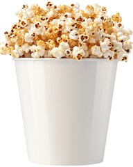 Isolated on white vintage popcorn bucket with sepia tones, oldfashioned flavor mix, magazinequality lighting