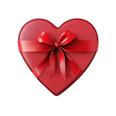 A heart-shaped gift box with a red ribbon