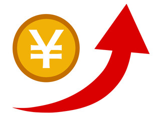 Obraz premium 日本円 ¥ 上がる 素材 矢印 シンプル Japanese yen sign.Upward arrow.