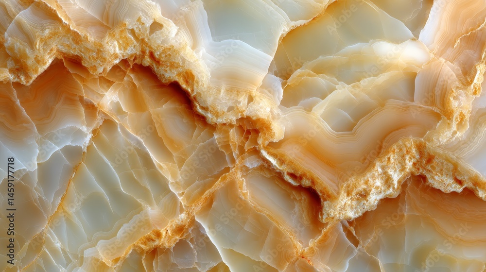 Aufkleber Close-up of alabaster stone showcases its smooth texture and subtle veining, gently illuminated by soft light, perfect for artistic and design applications