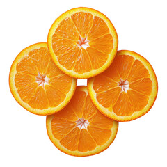 Fototapeta premium Group of fresh sliced orange arranged in circular pattern showing juicy and vibrant texture
