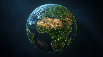 Fototapeta premium The earth, surrounded by a network of digital connections, highlighting global communication.
