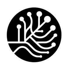 Abstract Organic Circuit Design - Black & White Icon
