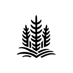 Minimalist Black and White Pine Forest Logo Design