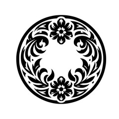 Elegant Black and White Floral Circle Design