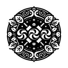 Intricate Black & White Decorative Mandala Design