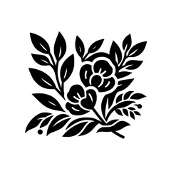 Floral Silhouette Vector: Elegant Black & White Design Element